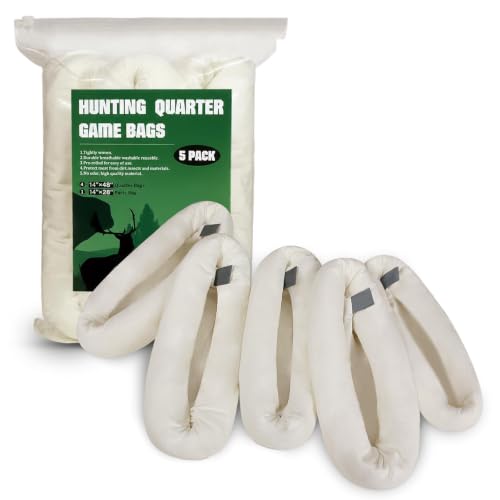 60 Inch Heavy Duty Elk Hunting Meat Bags 5-Pack - Reusable & Breathable Game Bags with Reflective Strip