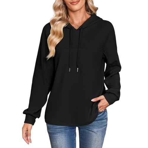 Dokotoo Hoodies for Women Soft Long Sleeve Casual Hoodie Oversized Sweatshirt Lightweight Knit Pullover Hooded Tops