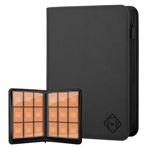 9-Pocket Zip Trading Card Binder Holds 540 Cards for TCG MTG Sports Cards - Black