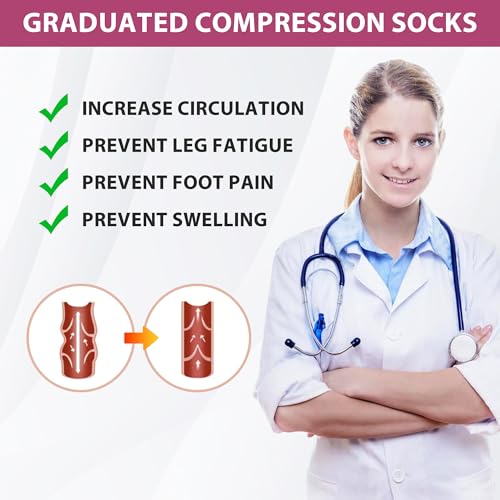 Hello Momoya Compression Socks for Men and Women - Knee High, Circulation, 8 Pairs Large-X-Large Multicolor