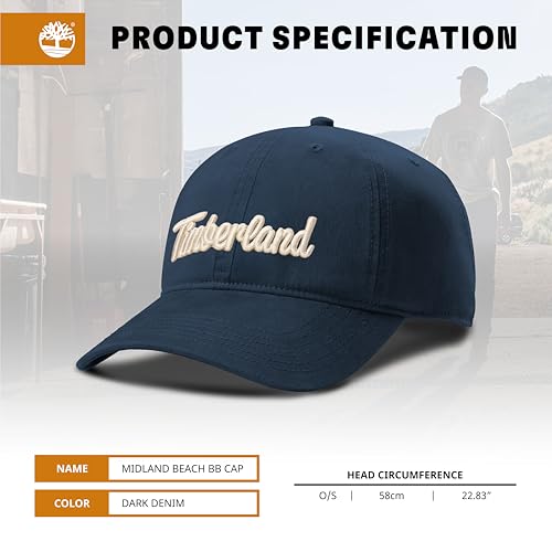 Timberland Midland Beach Men's Baseball Cap, Soft Cotton, Adjustable, Lightweight & Stylish Hat for Outdoor Activities