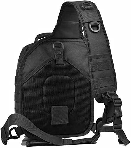 REEBOW GEAR Tactical Sling Bag for Men Military Single Shoulder Backpack Outdoor EDC Range Pack (Black)
