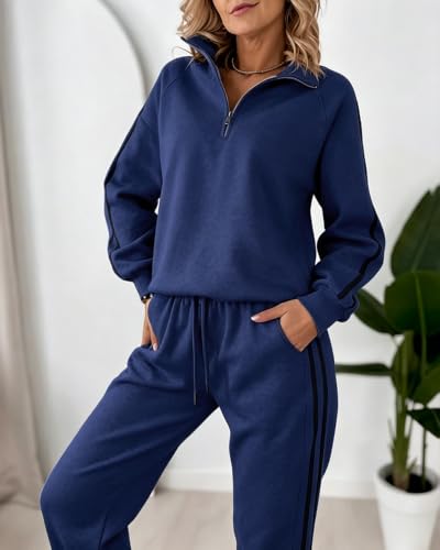 Women's Sweatsuits 2 Piece Lounge Sets - Large Dark Blue