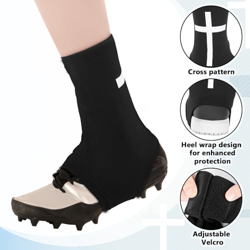 Cross Spat Cleat Covers Football Spats Christian Cross Adjustable Non Slip Cleat Sleeves for Soccer Baseball Softball Field Hockey Fit for Youth Adults Men and Women Gift for Athlete