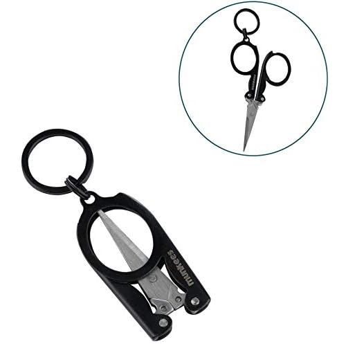 Munkees Mini Folding Scissors Keychain - Stainless Steel Portable & Foldable Travel Cutter Pocket Key Ring - Small Key Chain, Scissor Tool for Crafting, Emergency, Survival, Camping & Outdoors (1)