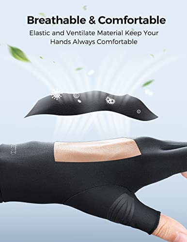 FREETOO Copper Arthritis Compression Gloves for Carpal Tunnel Pain Relief - Black, Medium
