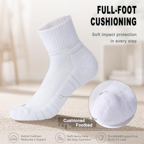 LEVSOX Compression Ankle Socks - White Medium 3 Pairs Bamboo Viscose Athletic Socks