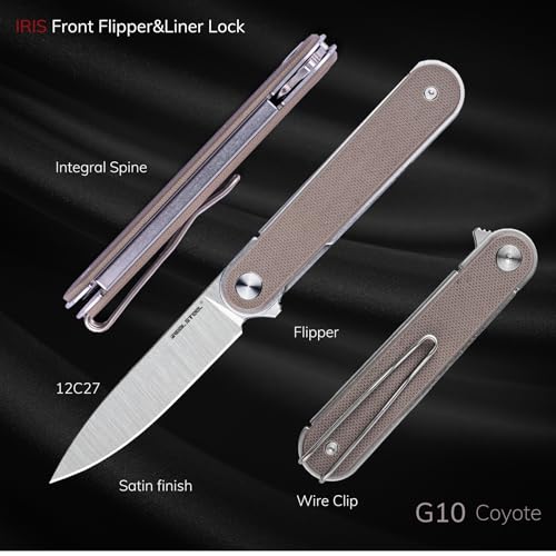 Pocket Knife Folding Knife with 2.99" Blade G10 Handle Locking Blade EDC Outdoor