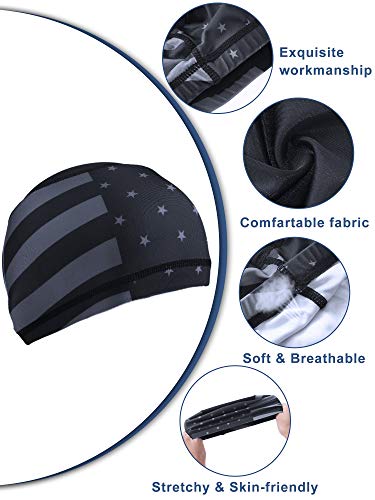 Geyoga 4 Pack Cooling Skull Cap Sweat-Wicking Beanie Bandana - One Size Retro Style