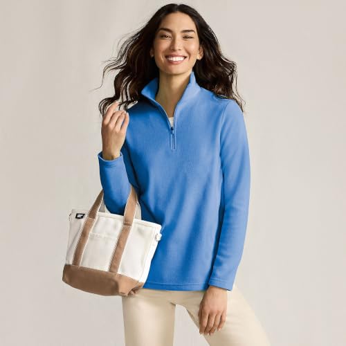 X-Large Women's Fleece Quarter Zip Pullover - Muted Cobalt Blue
