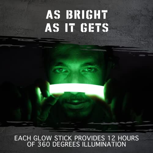 Green Emergency Glow Sticks 12 Hour Duration - 20 Pack Industrial Grade Survival Lights