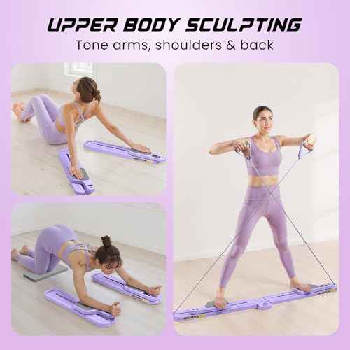 Pilates Equipment, Pilates Board - Multifunctional Pilates Reformer, Reformer Pilates Machine with Reps,Kcal & Timer Display, Home Pilates Kit with Resistance Bands - Workout Sets for Women