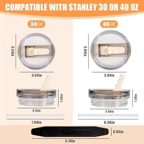 2 Pack 40 oz Tumbler Detachable Flip Straw Lid Replacement Fit for Stanley Quencher ProTour,Leak Proof Lid Compatible with Stanley Cup,No Spill Flip Top Tumbler Cover for Stanley Cup Accessories