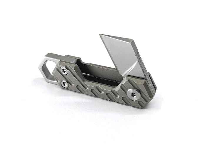 CLOSS Industries VLKN Micro Titanium Folding Knife - Ultra-Lightweight Compact EDC Utility Knife with Grade 5 Titanium Handle & AUS-8 Stainless Steel Blade (Silver)