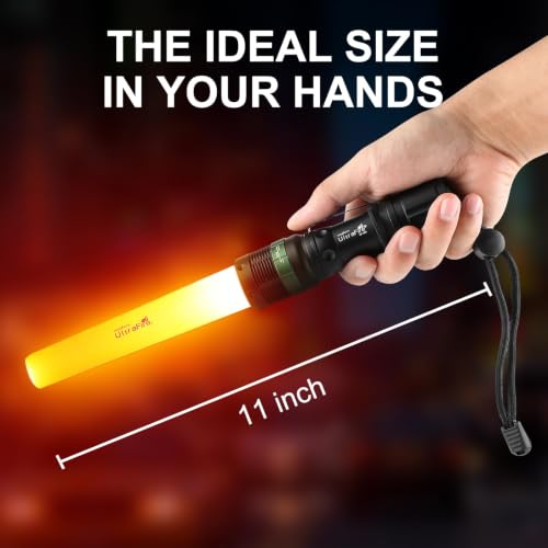 LED Traffic Wand Flashlight 250 Lumens, 11-Inch Emergency Signal Light