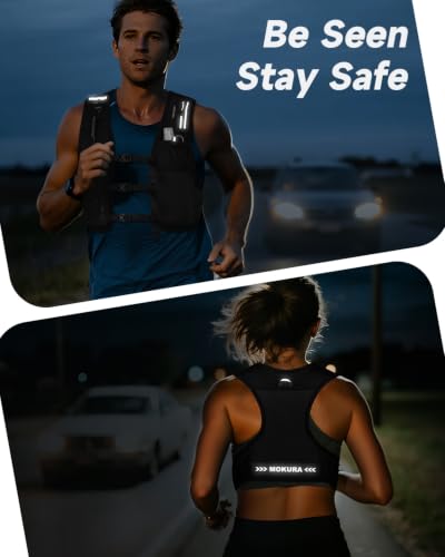 Running Vest for Women Men with 500ML Soft Flask & Phone Holder - Black, Large