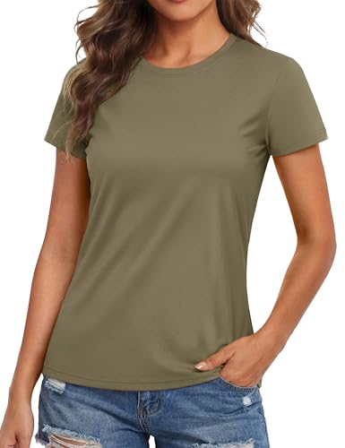 Women's Workout Tops Short Sleeve Rash Guard UPF 50+ Quick Dry Sun Protection Dull Cyan Medium