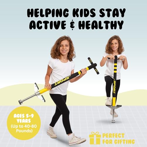 Kids Pogo Stick for 40-80 Lbs - Black & Yellow Durable Outdoor Toy