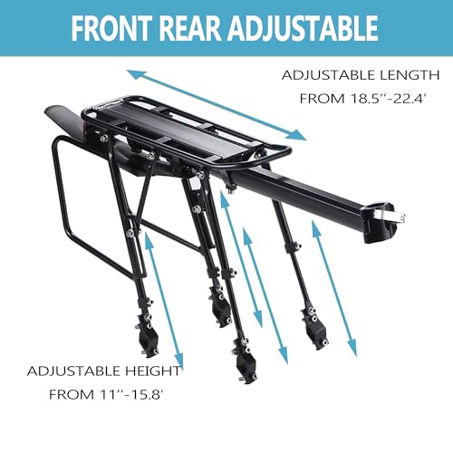Rear Bike Rack with ExtendeMain Pole, 310 LB Capacity, Reflective, Quick Release, Universal Cargo Carrier