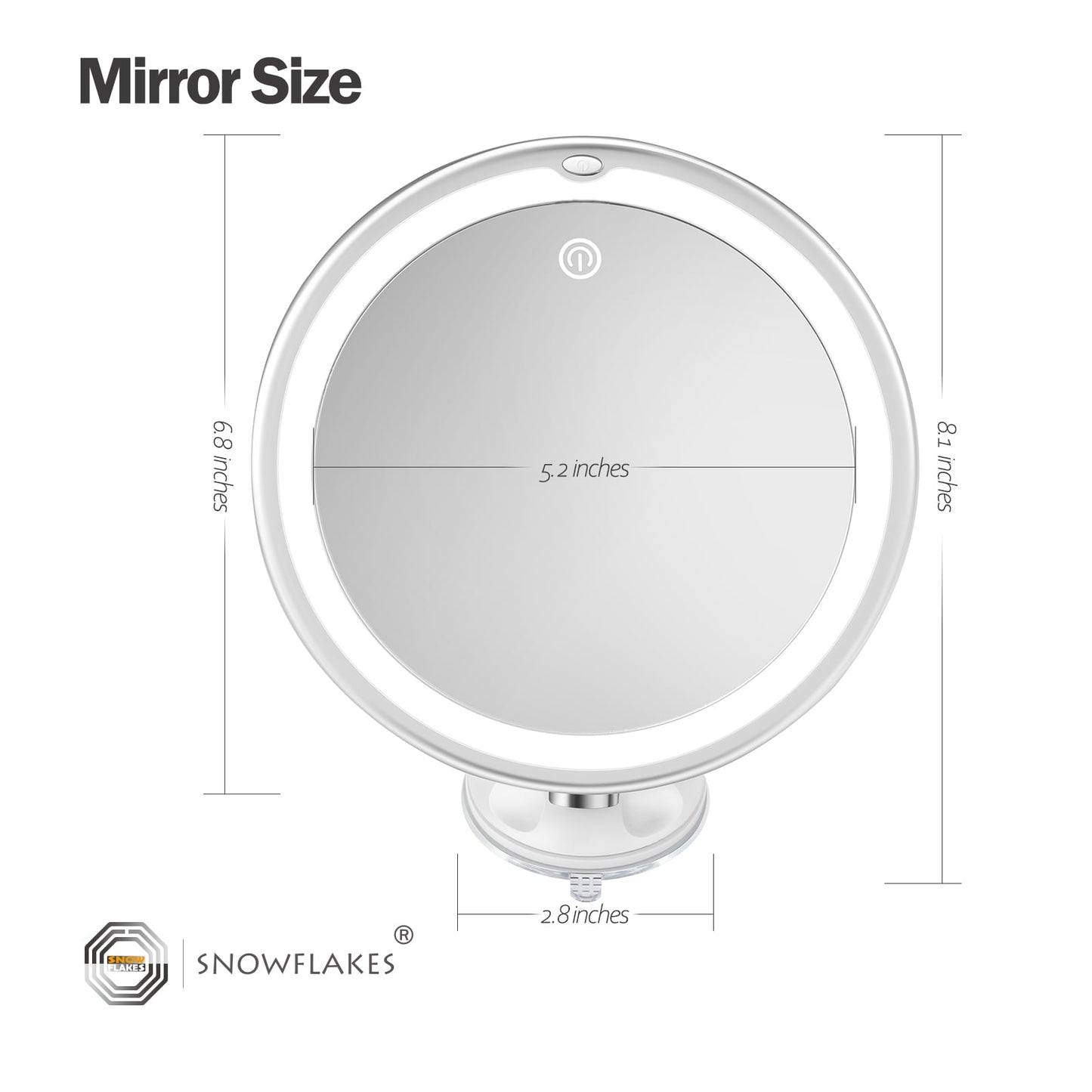 10X Magnifying Lighted Mirror | 3 Modes | Suction Cups | 360° Swivel