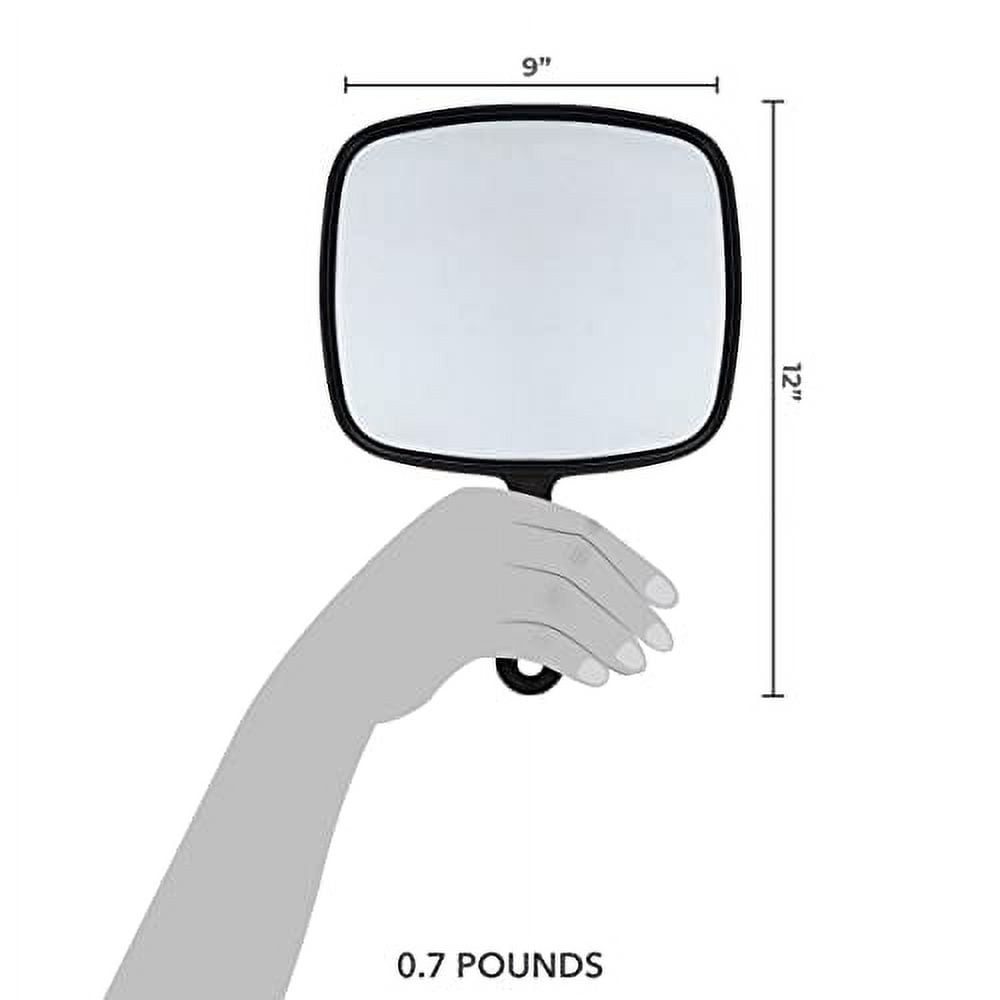 Extra Large Hand Mirror | 9” W x 12” L | Distortion-Free Reflection | Black