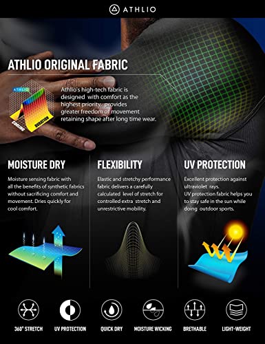 Men's UPF 50+ Long Sleeve Compression Shirt Water Sports Rash Guard 3 Pack Large Black