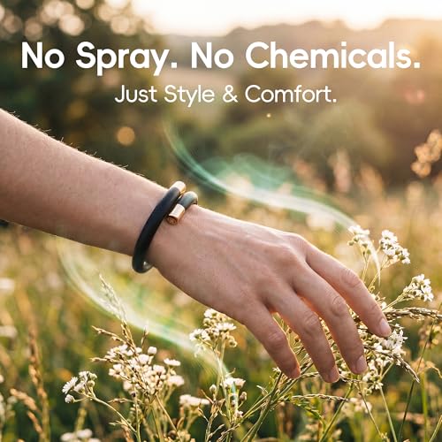 Refillable Mosquito Repellent Bracelets for Adults and Kids - Black, 1 Pack