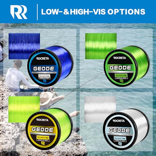 Blue Monofilament Fishing Line - 50Lb, 500Yds, UV Reactive, Low Memory