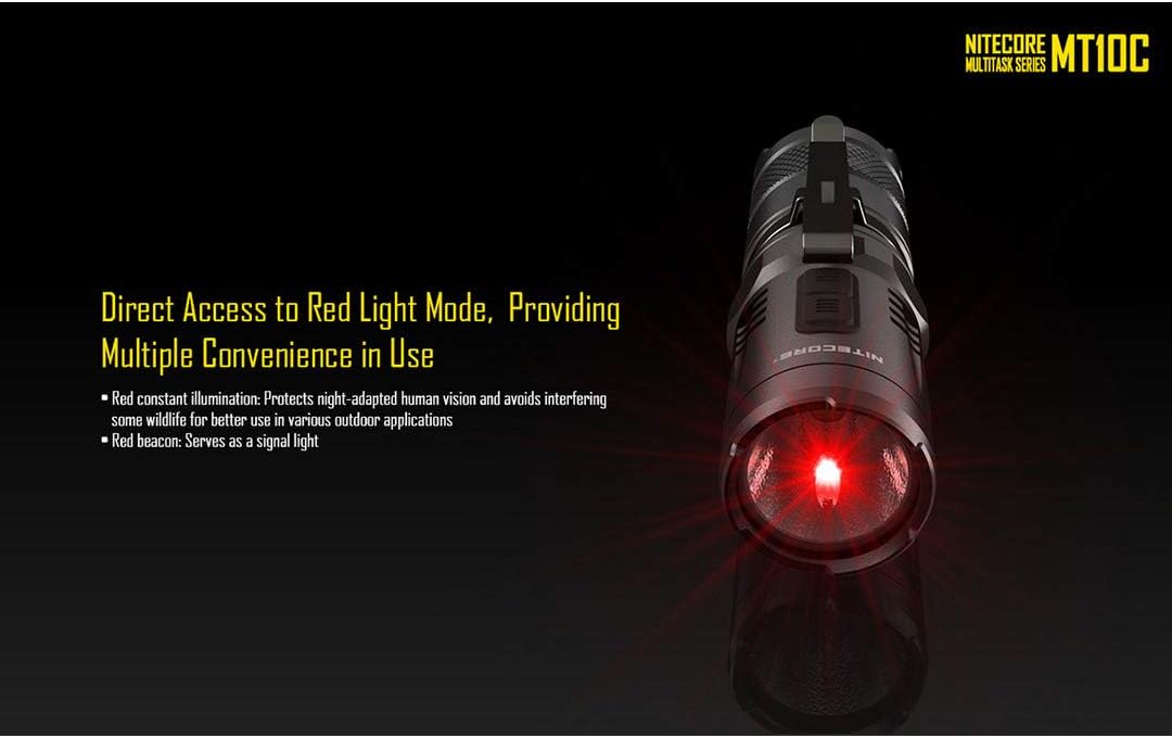 Nitecore MT10C Tactical Flashlight 920 Lumen with Red Light & LumenTac Organizer