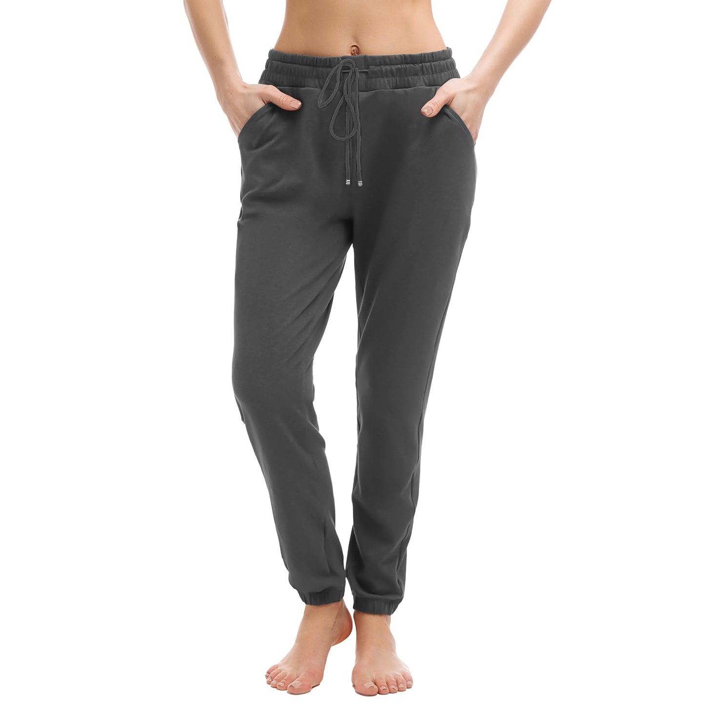 Walifrey Womens Joggers with Pockets, Drawstring Sweatpants Women for Lounging Jogging Gym and Workout DeepGrey,1 Pack DeepGrey M