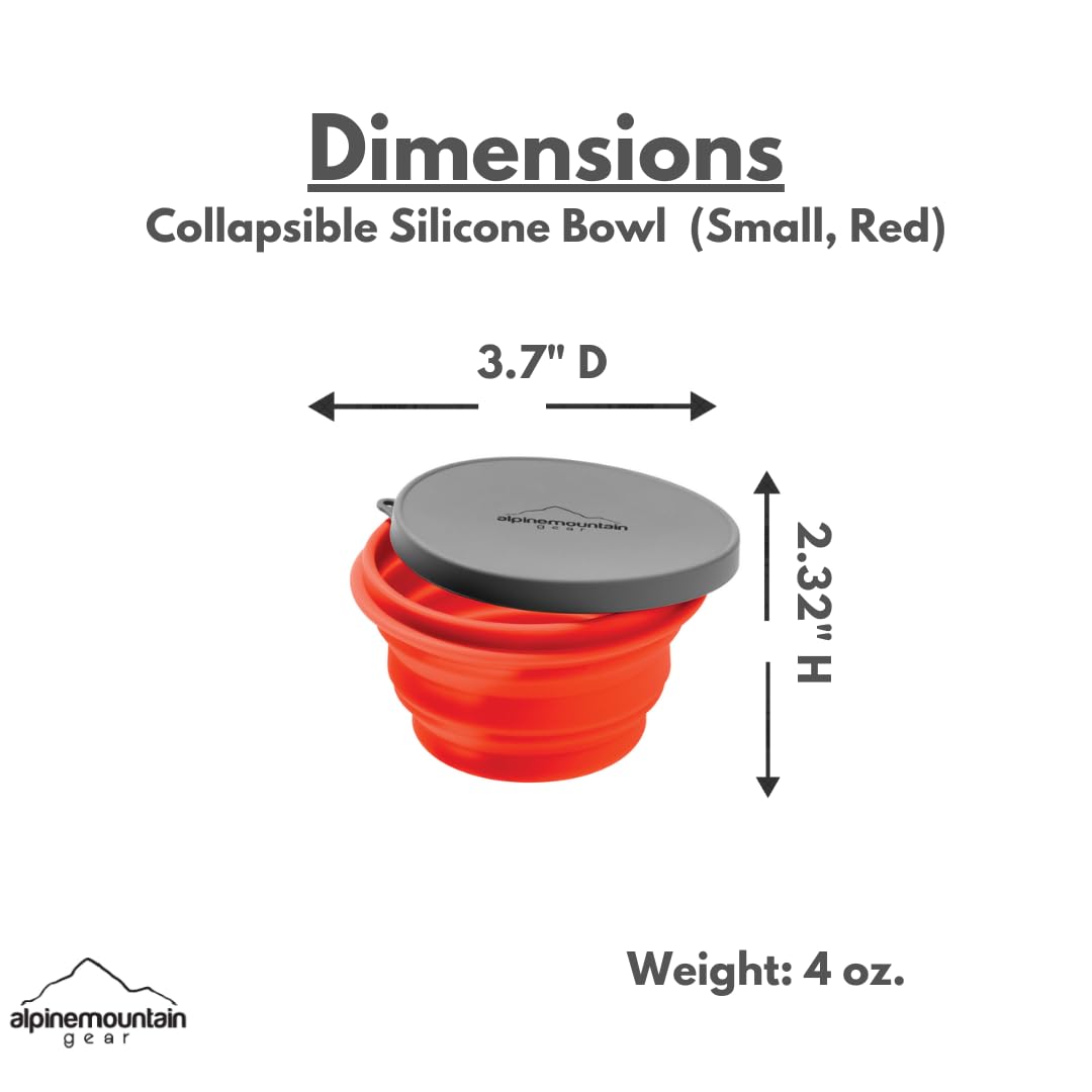Alpine Mountain Gear 3 Pack Collapsible Silicone Bowl Bundle (Includes Small Red, Medium Green and Large Blue Bowl)