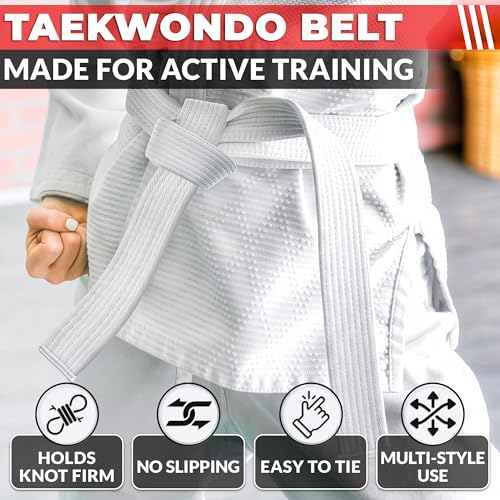 White Karate Belt for Women 86.6 Inch Long Martial Arts Belt Polyester Cotton Blend