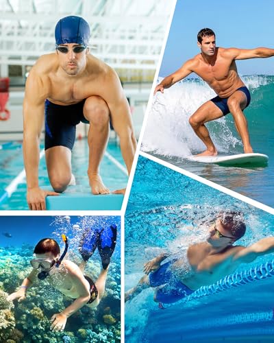 Men's Square Leg Swim Jammers - Quick Dry Athletic Swimsuit UPF 50+ Black Medium