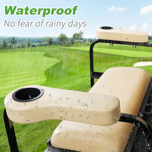 Beige Golf Cart Rear Seat Armrest Kit with Cup Holder for EZGO Club Car Yamaha