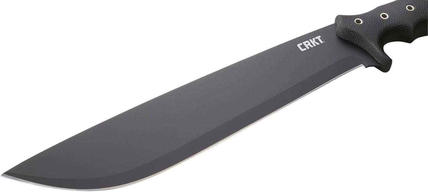 CRKT Halfachance Fixed Blade Parang Machete: 18 Inch Black Powder Coated Carbon Steel Parang Style Blade with Nylon Sheath for Survival, Hunting & Camping K920KKP