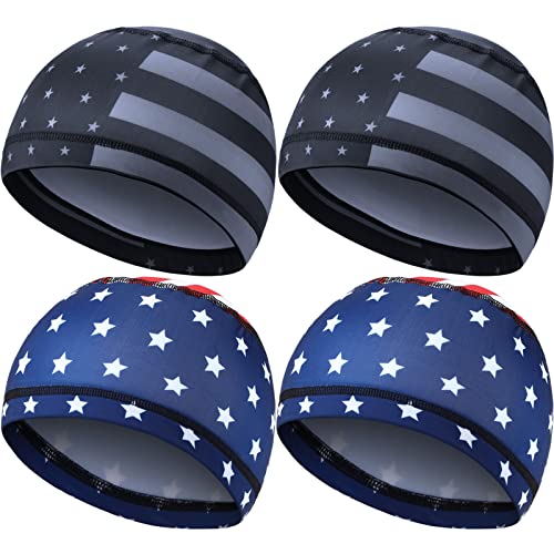 Geyoga 4 Pack Cooling Skull Cap Sweat-Wicking Beanie Bandana - One Size Retro Style