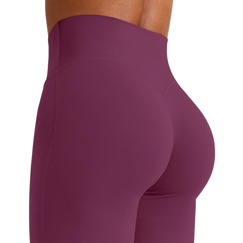YEOREO Workout Leggings Womens No Front Seam Straight Leggings 33" High Waist Buttery Eddiy Gym Yoga Pants Black Cherry M
