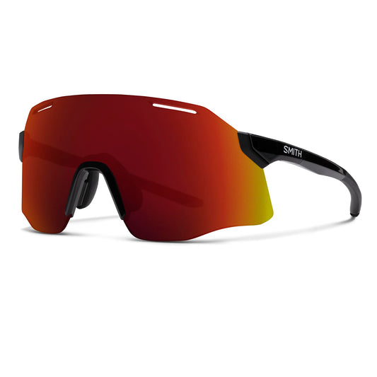 SMITH Optics Vert PivLock Sunglasses – Shield Lens Performance Sports Sunglasses for Running, Biking, MTB & More – For Men & Women – Black + Red Mirror ChromaPop Lens