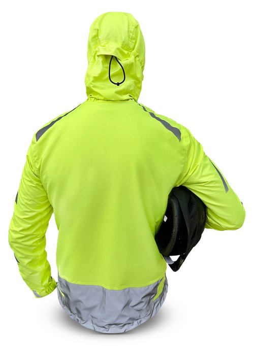 ReflecToes Reflective Windbreaker Jacket for Cycling and Running - High Visibility Cycling Jacket with Hood And Pit Vents (US, Alpha, XX-Large, Regular, Regular, Standard, Yellow)
