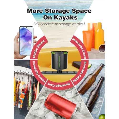 Mellbree Kayak Cup Holder, Anti-Toppling Fishing Drink Holder Kayak Accessories Track Mount for Fishing, Fish Bait Storage, Phone Holder Multifunctional Bottle Holder