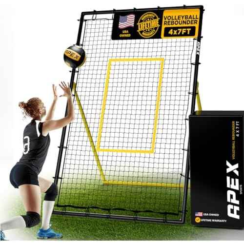 Adjustable Volleyball Rebounder Net 7x4 ft ? Bounce Back Training Equipment with Angle Customization for Practicing Volleying, Bumping, Spiking ? Durable & Portable with Travel Bag