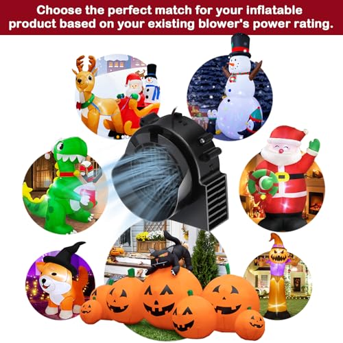 2 Pack Air Blower Fan for Inflatables - 12V 1.5A Replacement with 2.0A Adapter & 5 LEDs Lights - IP68 Waterproof, 3200RPM, 5x5 Inch