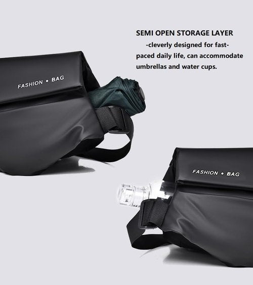 Trendy Montage Crossbody Bags for wen women, Upgrade Buckle Hiking Daypack, Waterproof Sling Chest Bag Backpack (Cool black)