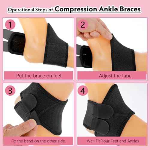 Larrel 2 Pairs Kids Ankle Brace Set, Black Foot Support Stabilizer Wraps, Ankle Brace Compression Sleeves, Knitted Ankles Sleeve for Injury Prevention, Foot Support for Dance, Gymnastics and Running