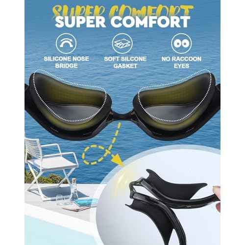 Swimming goggles, Anti Fog & UV Swim Goggles, Clear Pool Swim Goggles, Leak-proof Swimming Goggle for Adult Men Women