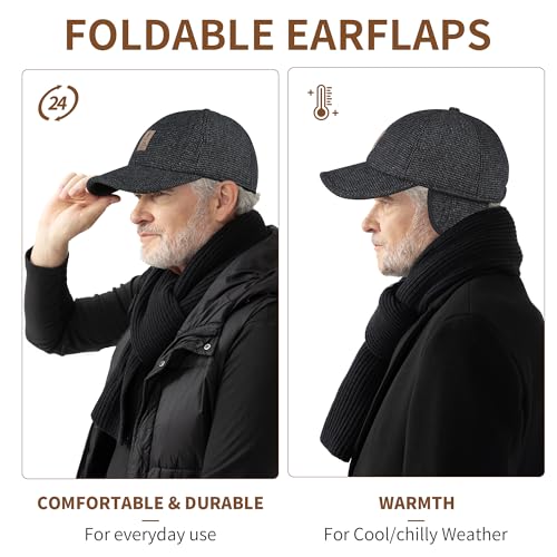 Men's Winter Outdoor Golf Hat Black Cotton - Sport Baseball Dad Cap