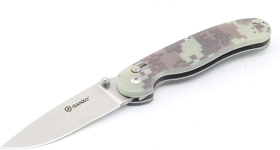 Ganzo G727M-CA Folding Pocket Knife 440C Stinless Steel Blade G10 Handle Camping Hunting Fishing Camping Outdoor EDC Knife (Camouflage)