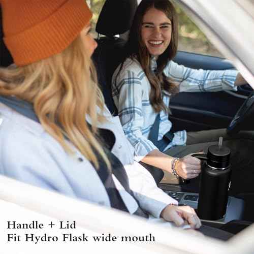 Replacement Lid for Hydroflask Wide Mouth Water Bottle, Top Lids with Straw for Hydro Flask Accessories, Top Sport Bottle Handle Cap for Hydroflask 12 16 20 32 40 64 128 oz Wide Mouth
