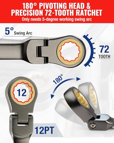 WORKPRO 8-Piece Ratcheting Combination Wrench Set SAE Nickel Plated - Durable & Versatile