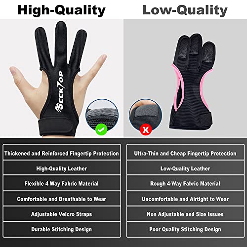 Seektop Archery Gloves Shooting Hunting Leather Three Finger Protector for Youth Adult Beginner
